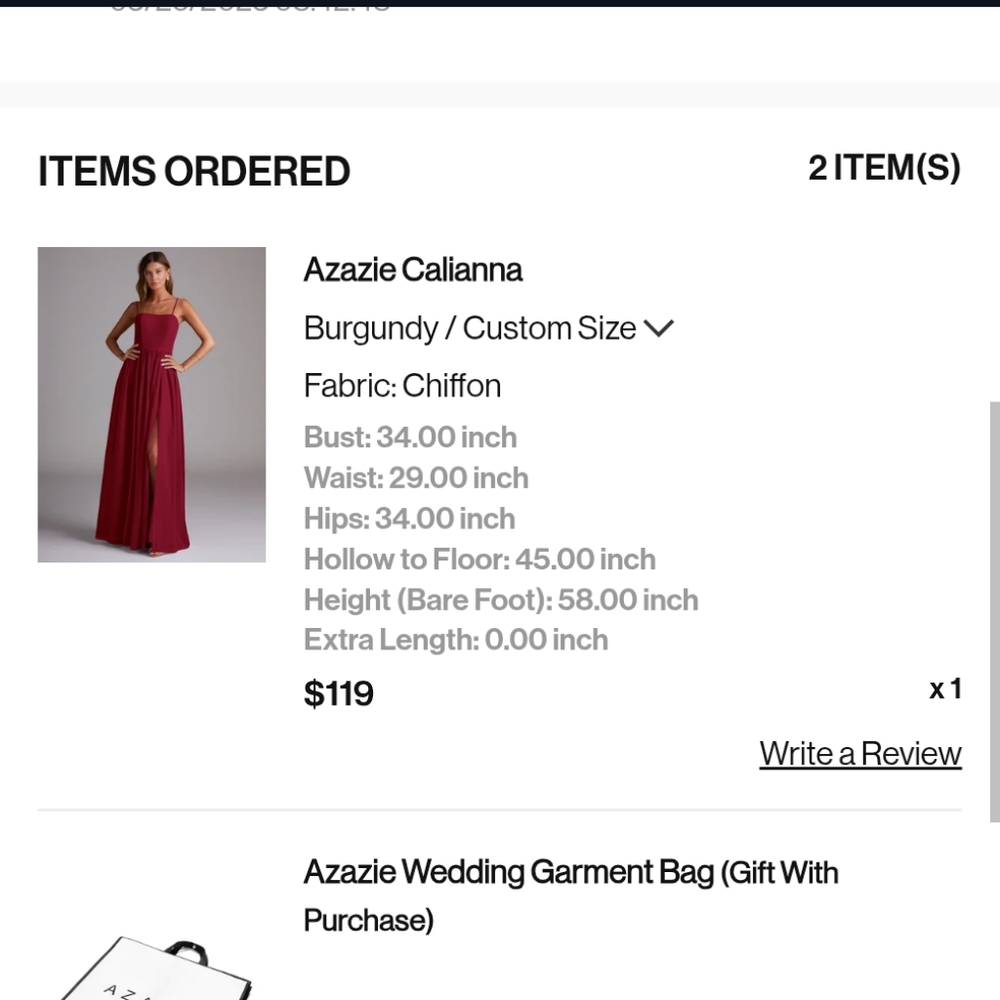 Azazie Calianna Wine Chiffon Gown